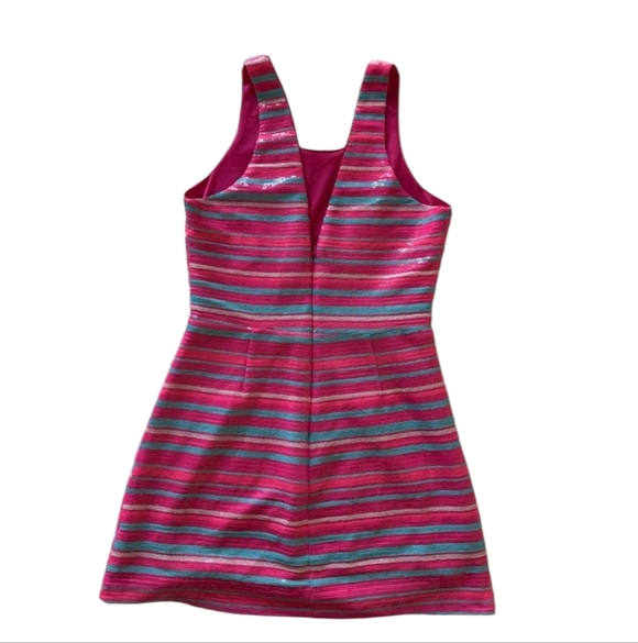 BB Dakota "Spice Of the Party" Stripped Vibrant Pink and Blue Mini Dress Size 4 - Picture 4 of 8